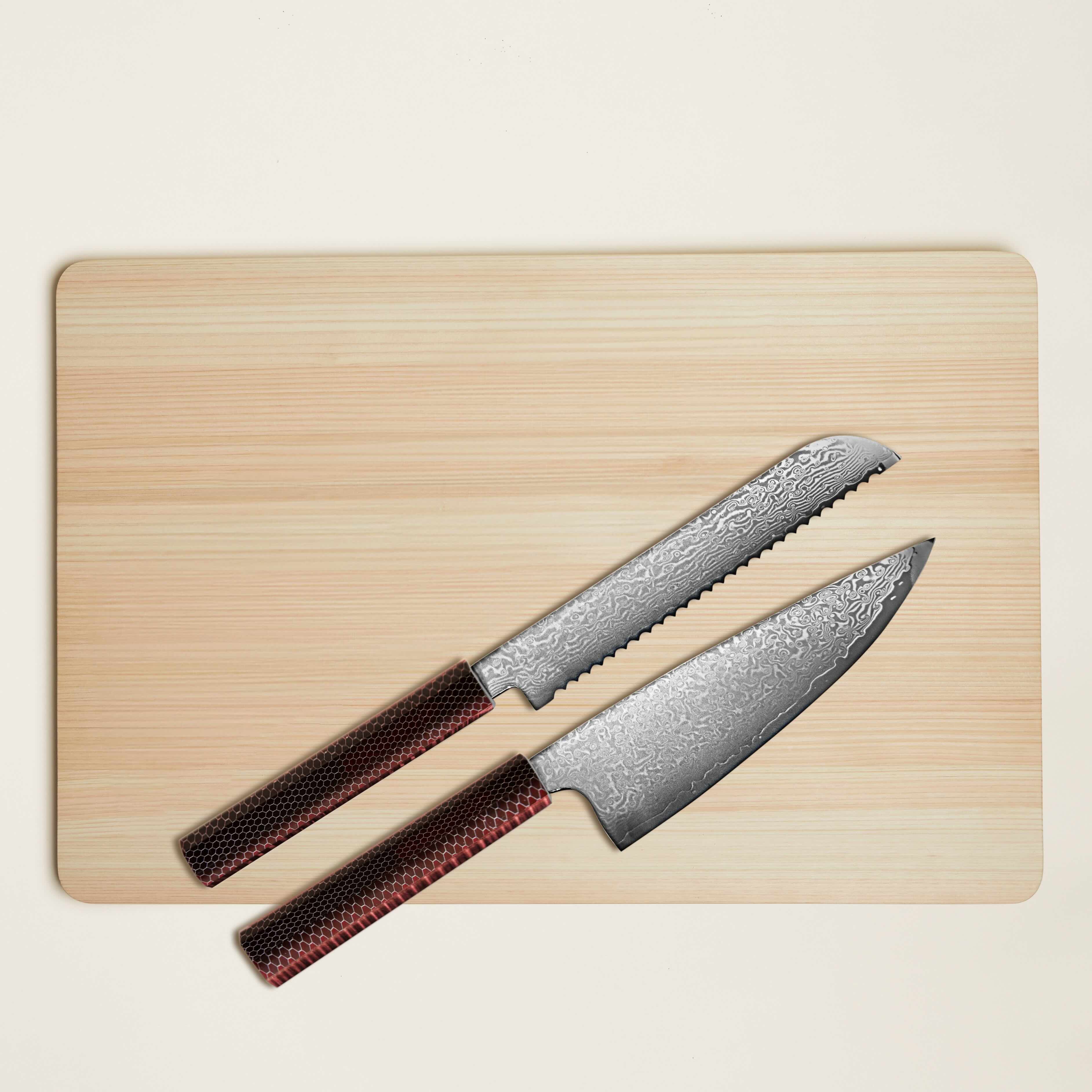 Kumo Chef Knife, Bread Knife & Cutting Board Set - Navy Blue image 3