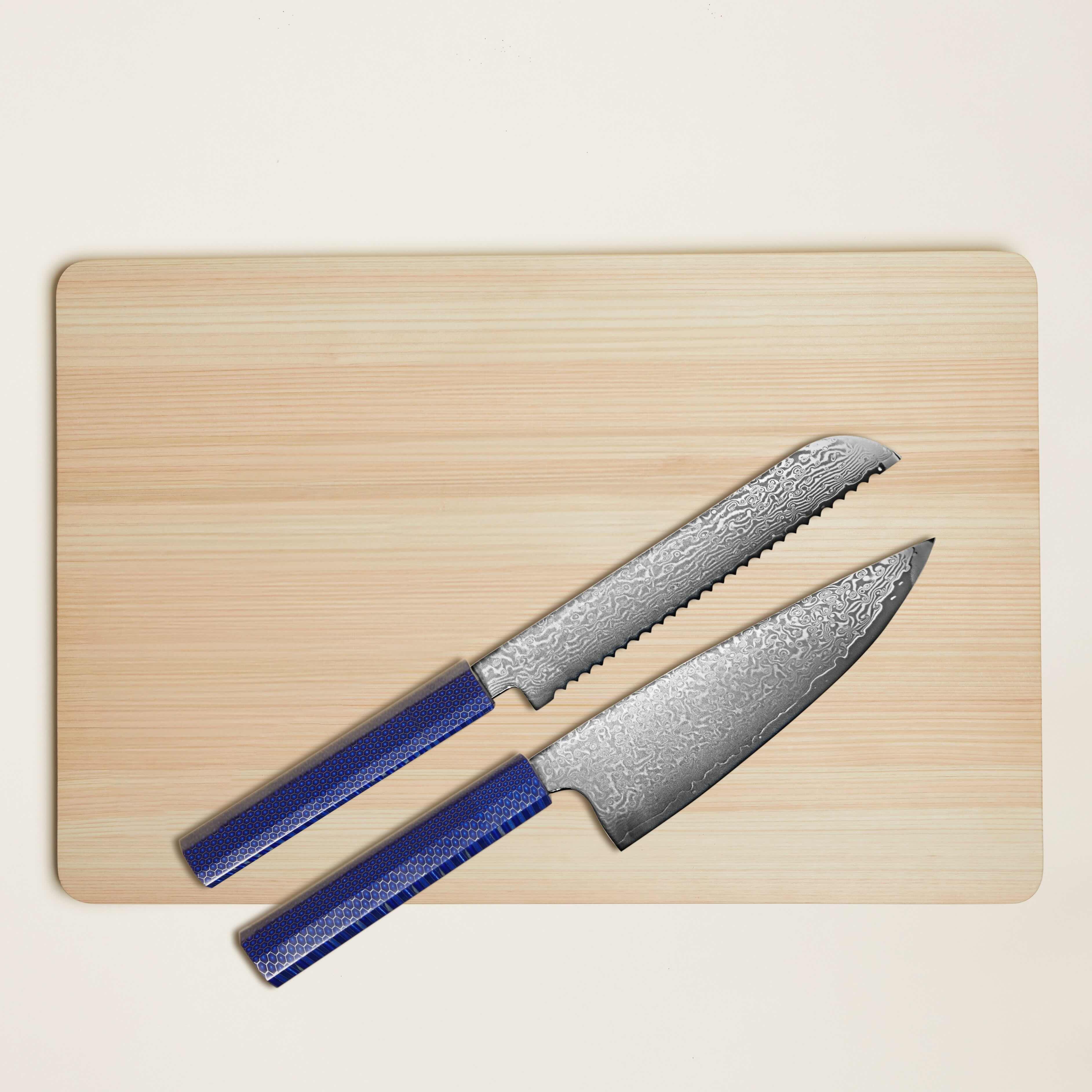 Kumo Chef Knife, Bread Knife & Cutting Board Set - Navy Blue image 16